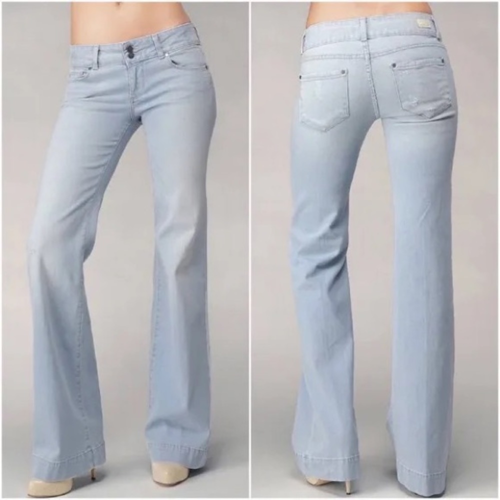 PERFECT // Paige Premium “Swall” Flare Jeans in Light Wash
